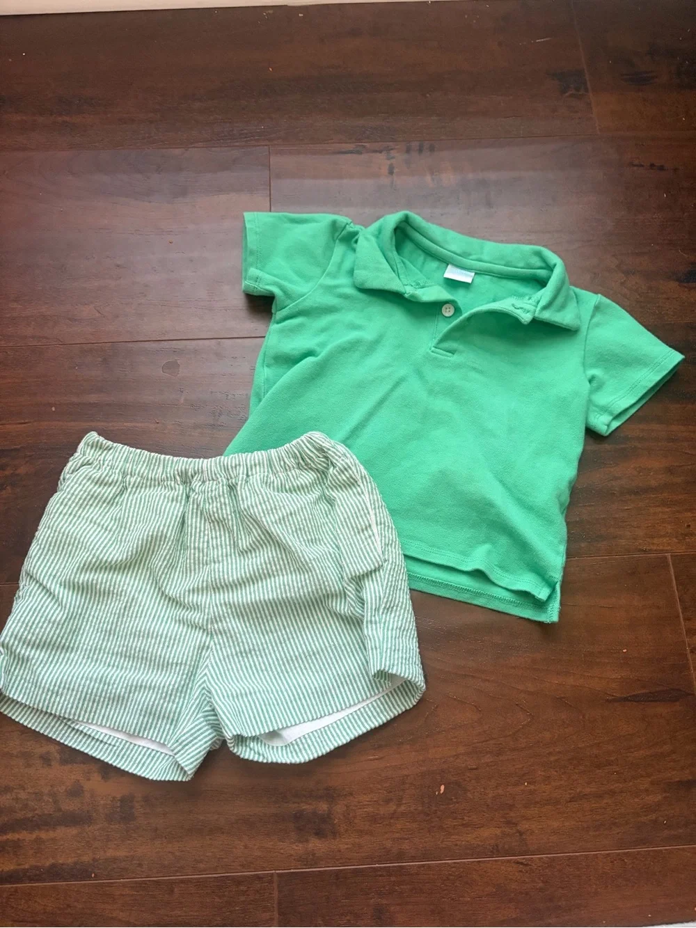 Toddler Boy Green Polo Shirt and Pants Set
